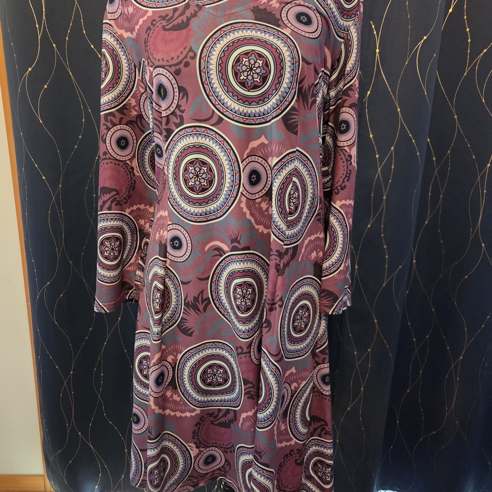 Elegant Long Sleeve Patterned Dress in Purple